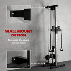 Wall mount cable crossover machine with dual pulley frames and chain handles