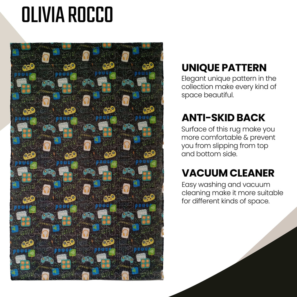 Gamer Printed Rug Modern Non-Slip Soft Durable Floor Rug for Living Room Bedroom Hallway & Office