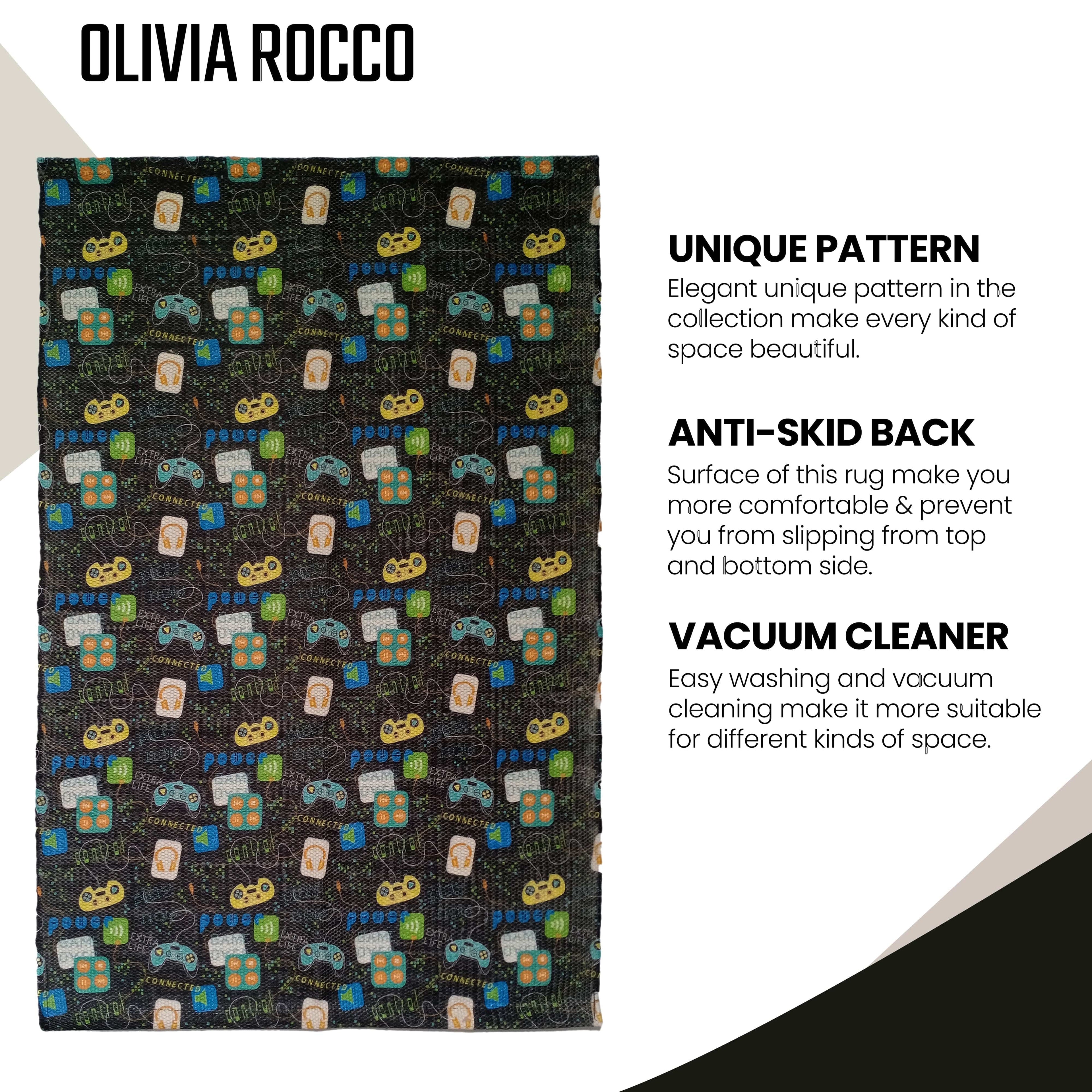 Gamer Printed Rug Modern Non-Slip Soft Durable Floor Rug for Living Room Bedroom Hallway & Office