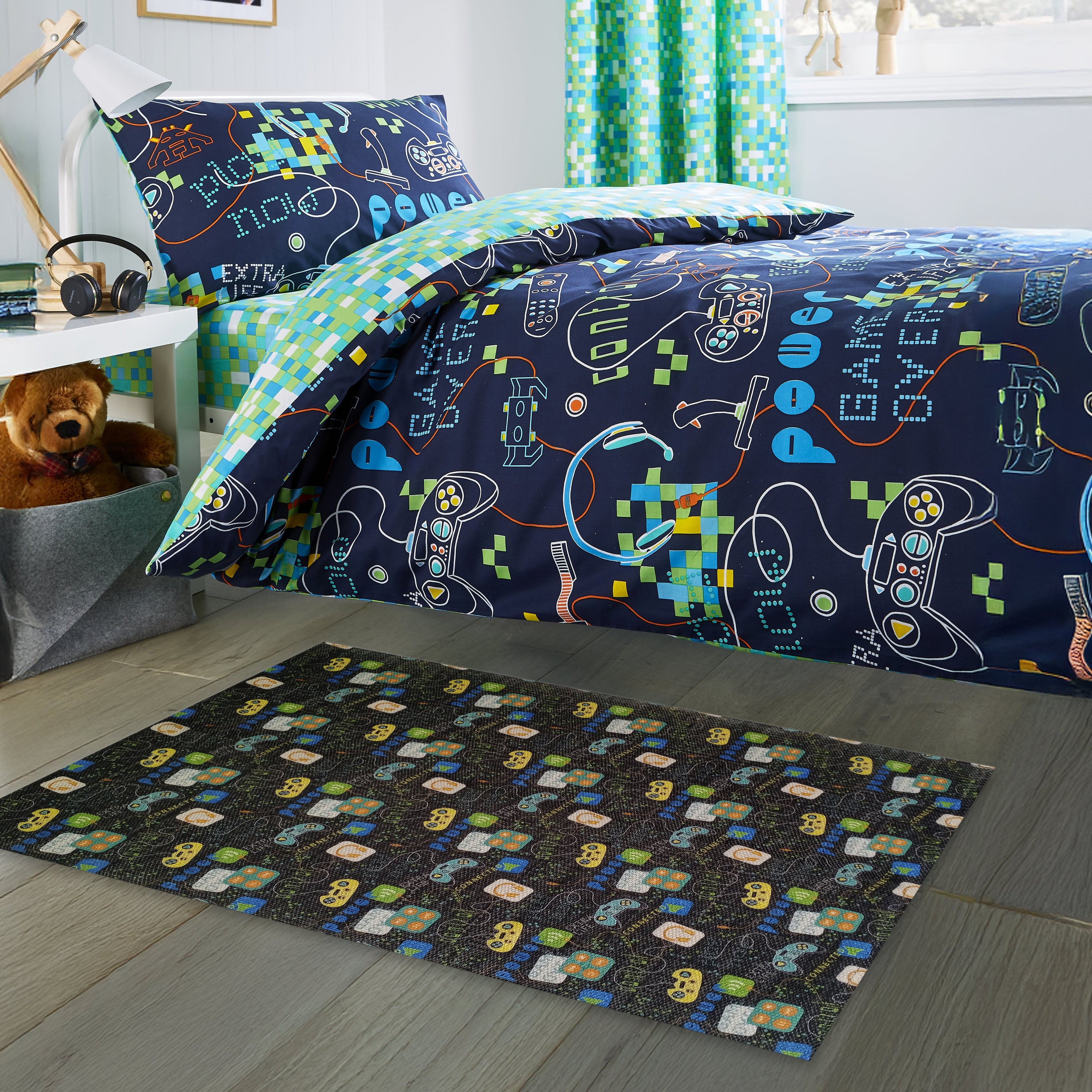 Gamer Printed Rug Modern Non-Slip Soft Durable Floor Rug for Living Room Bedroom Hallway & Office