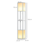 Light grey vertical shelf floor lamp, 156 cm, with two lit rectangular sections