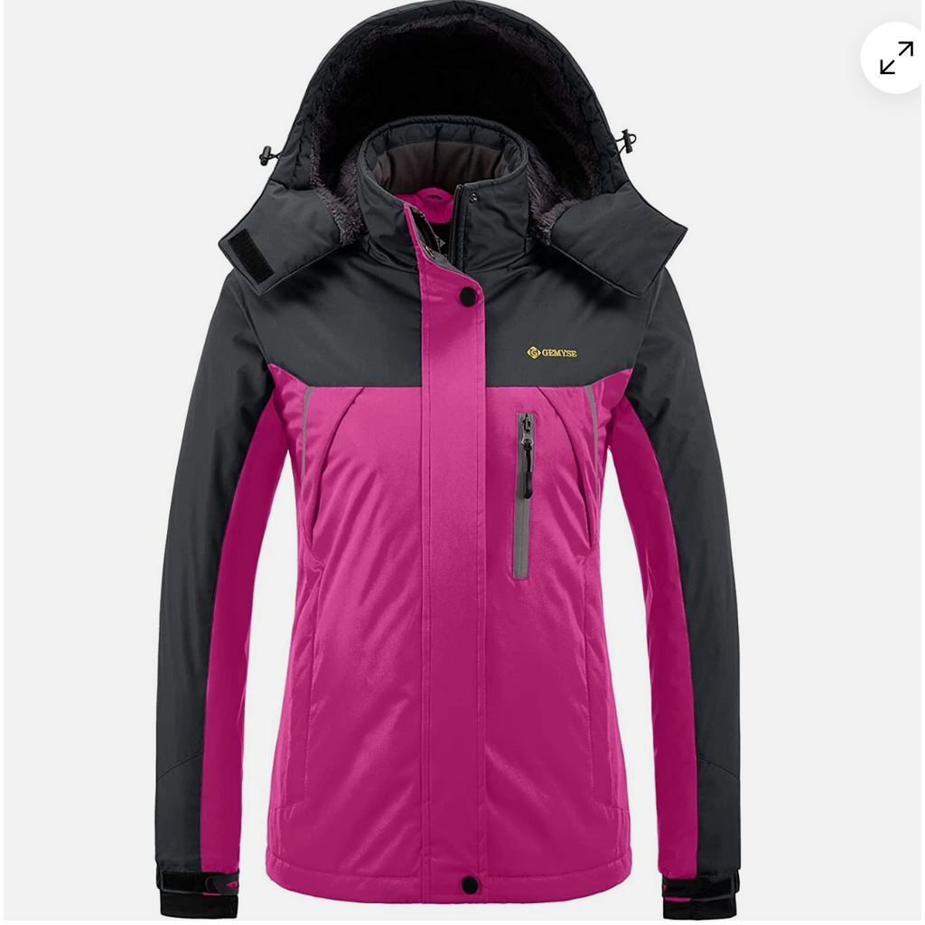 Womens Ski Jacket Waterproof Winter Fleece Lining Coat, Pink Size L GEMYSE