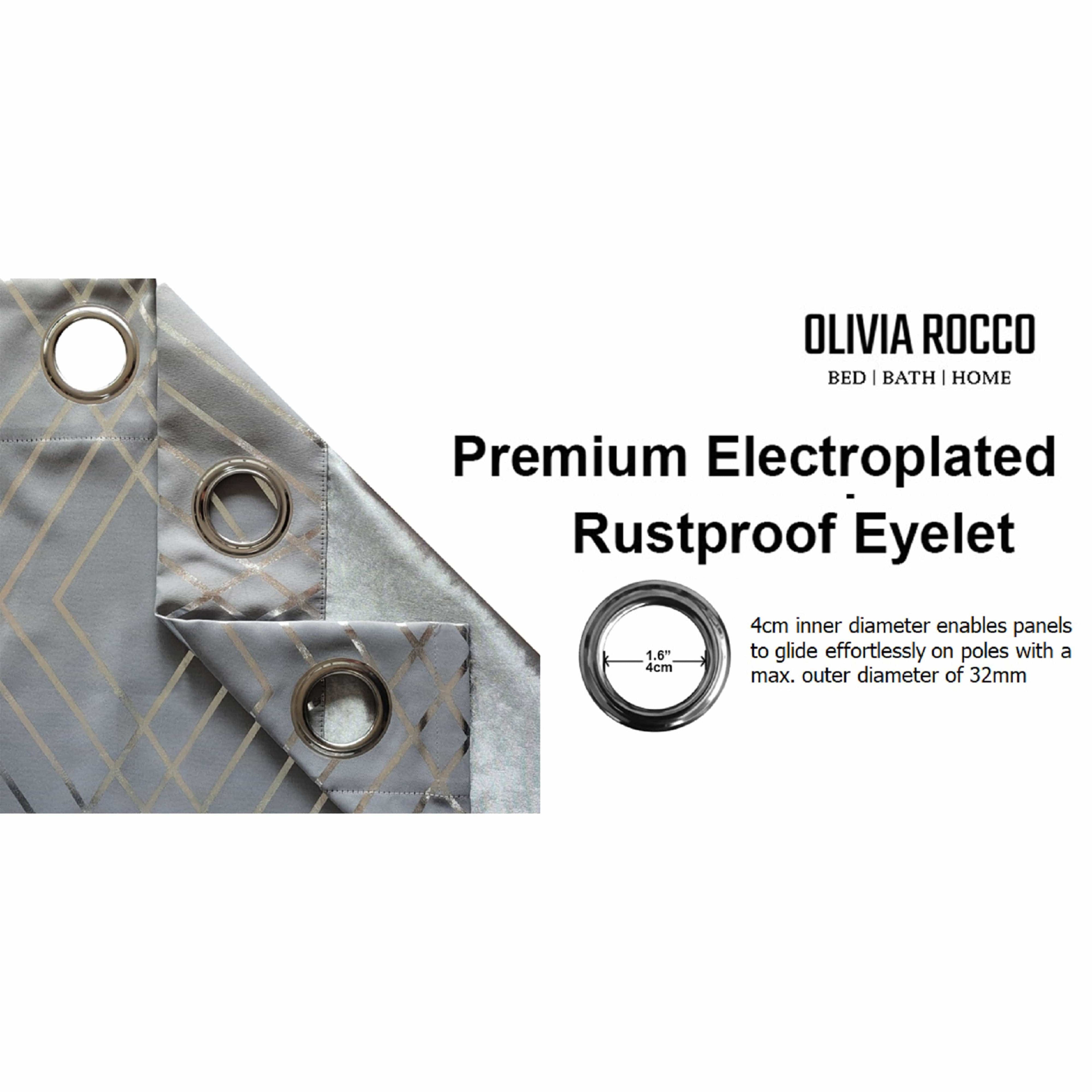 Geometric Silver Sparkle Blackout Curtains Soft Thermal Insulated Eyelet Ring Top Living Room & Bedroom Drapes