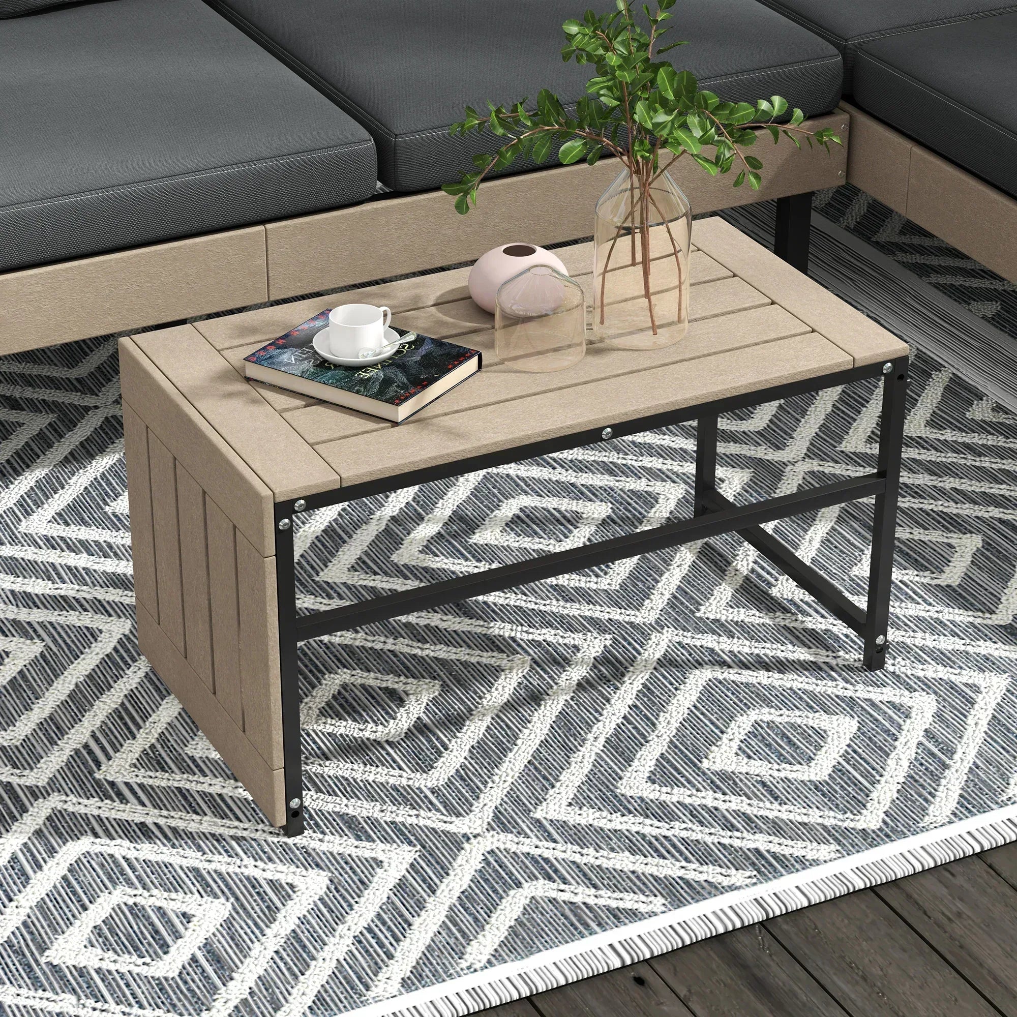 Three-Piece 'L' Garden Sofa Set - Grey - Bobobiy