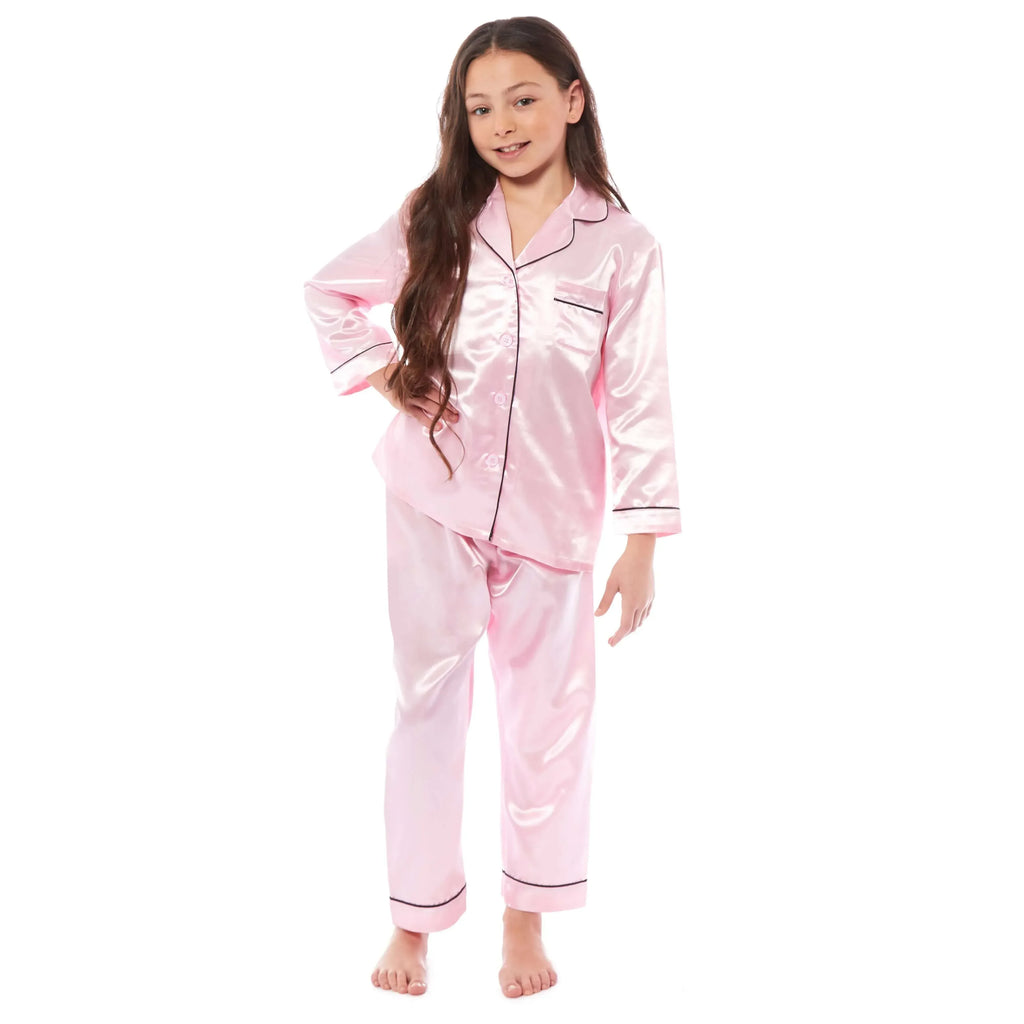 girls-long-sleeve-satin-silk-pyjama-set-comfortable-button-down-sleepwear-in-black-pink-grey-sizes-5-14-yrs-by-daisy-dreamer-pyjamas-1176513370 - Bobobiy