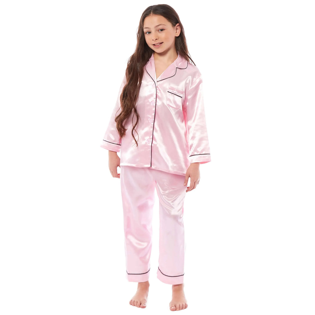 girls-long-sleeve-satin-silk-pyjama-set-comfortable-button-down-sleepwear-in-black-pink-grey-sizes-5-14-yrs-by-daisy-dreamer-pyjamas-1176513373 - Bobobiy