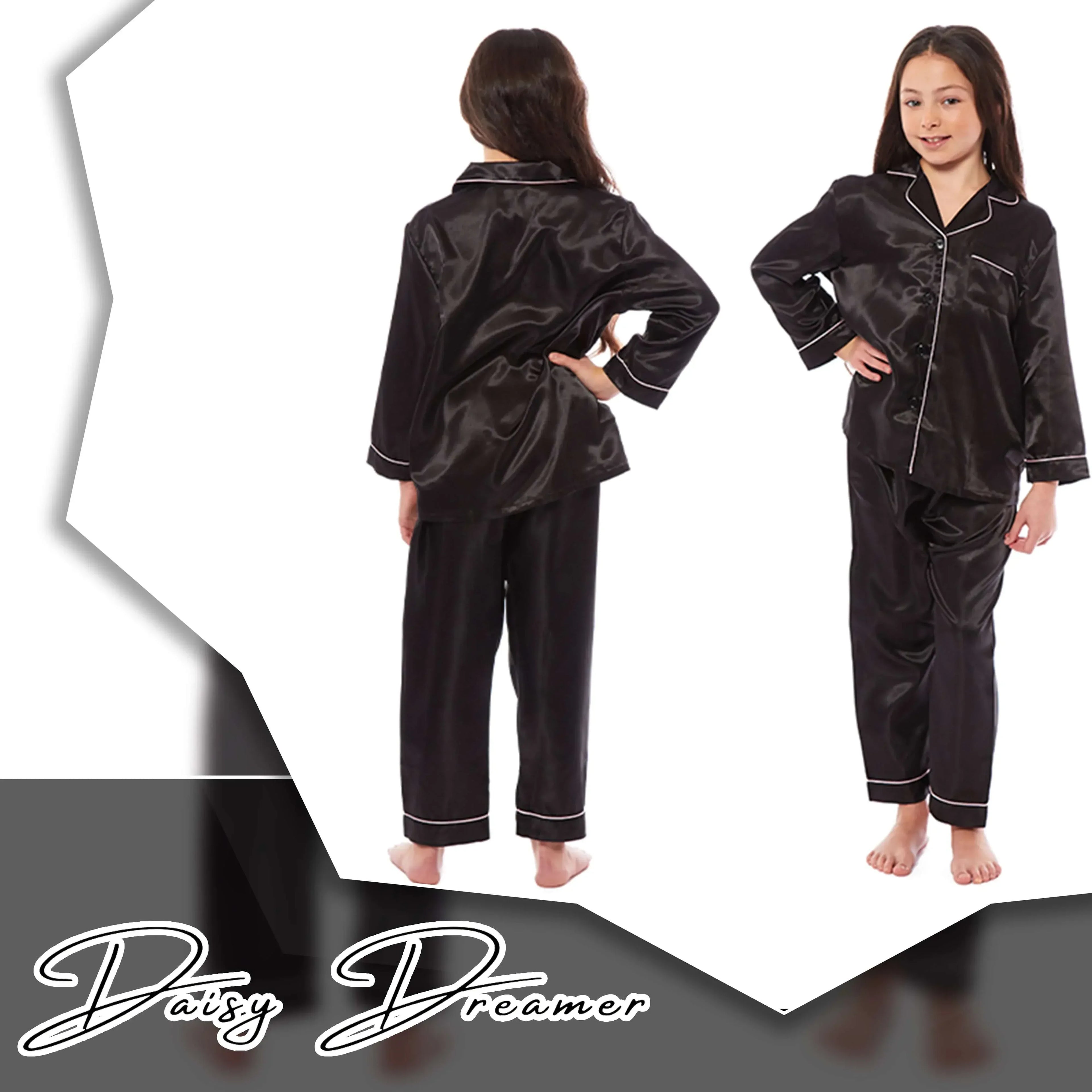 girls-long-sleeve-satin-silk-pyjama-set-comfortable-button-down-sleepwear-in-black-pink-grey-sizes-5-14-yrs-by-daisy-dreamer-pyjamas-1176513383 - Bobobiy