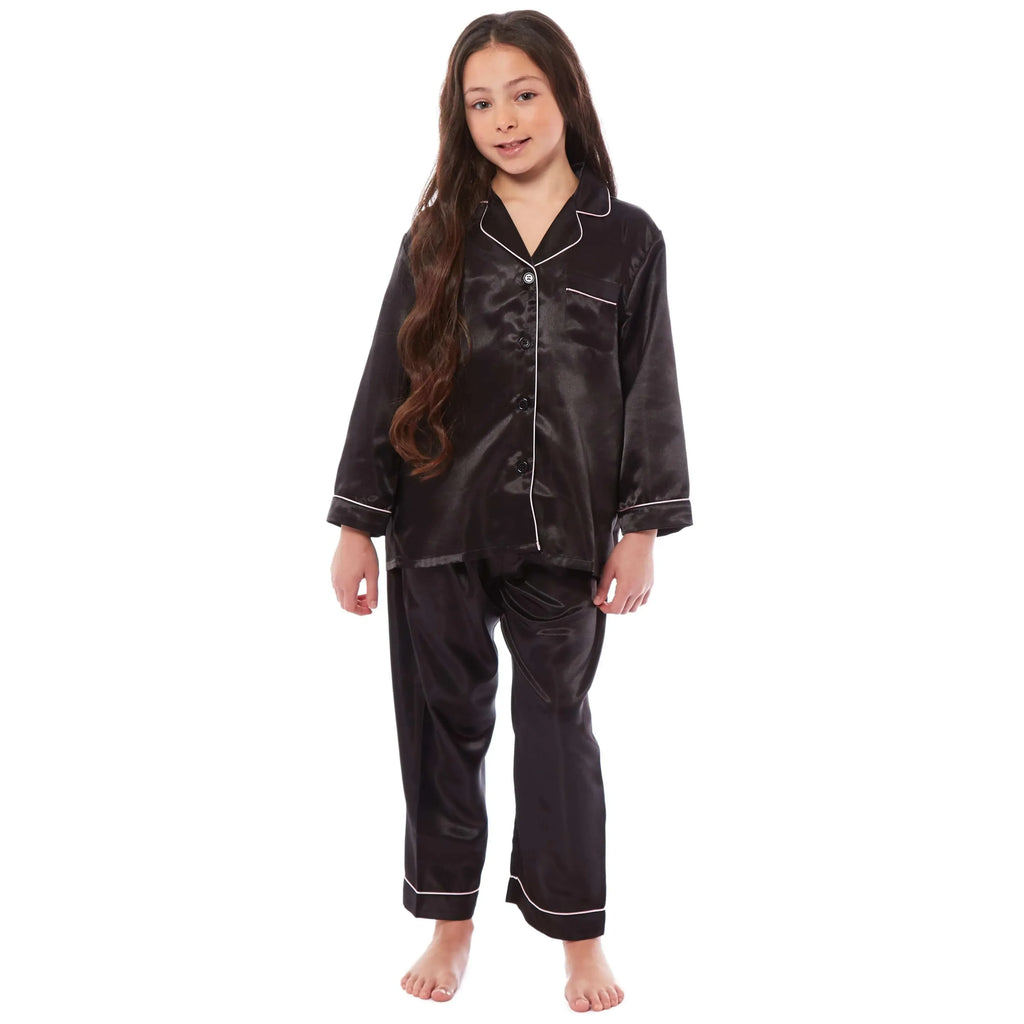 girls-long-sleeve-satin-silk-pyjama-set-comfortable-button-down-sleepwear-in-black-pink-grey-sizes-5-14-yrs-by-daisy-dreamer-pyjamas-1176513385 - Bobobiy