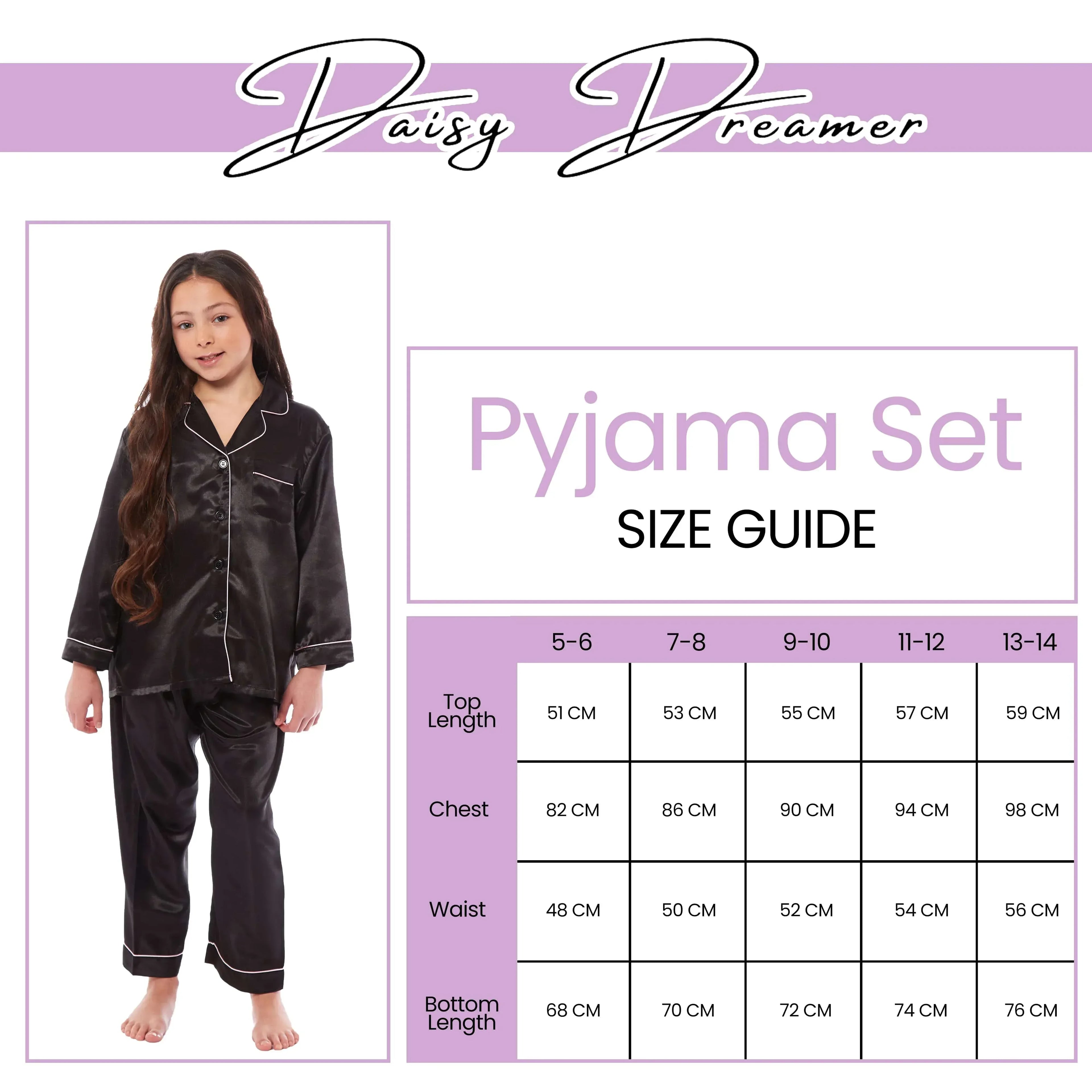girls-satin-silk-long-sleeve-pyjama-set-elegant-loungewear-cosy-nightwear-button-down-shirt-loose-fit-pants-black-pink-grey-sizes-5-14-by-daisy-dreamer-pyjamas-1052973993 - Bobobiy