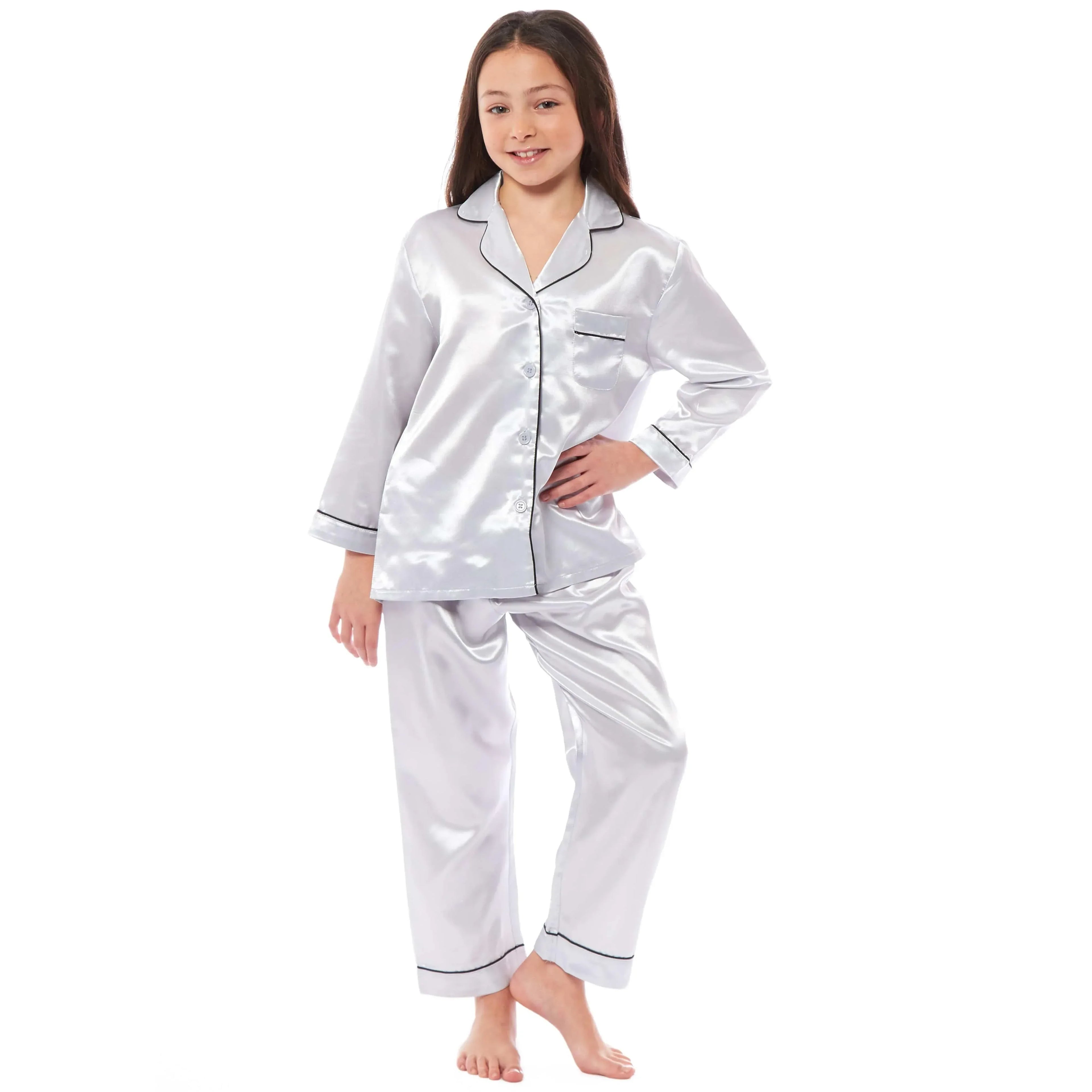 girls-satin-silk-long-sleeve-pyjama-set-elegant-loungewear-cosy-nightwear-button-down-shirt-loose-fit-pants-black-pink-grey-sizes-5-14-by-daisy-dreamer-pyjamas-1052973997 - Bobobiy