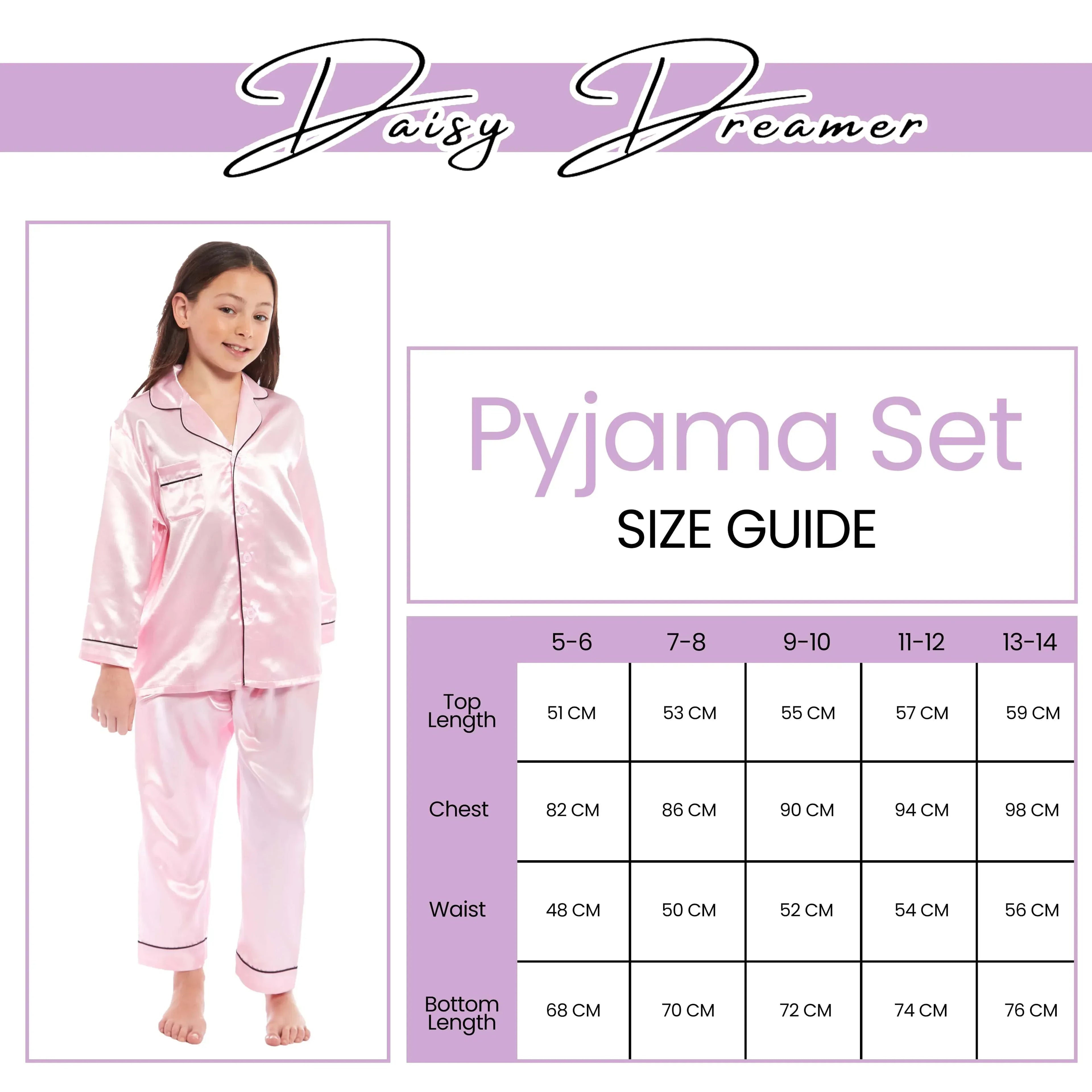 girls-satin-silk-long-sleeve-pyjama-set-elegant-loungewear-cosy-nightwear-button-down-shirt-loose-fit-pants-black-pink-grey-sizes-5-14-by-daisy-dreamer-pyjamas-1052974008 - Bobobiy