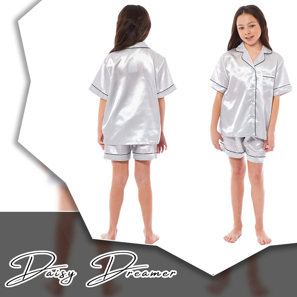 girls-satin-silk-short-pyjama-set-button-down-shirt-and-loose-fitting-pants-loungewear-nightwear-for-ages-5-14-black-pink-grey-by-daisy-dreamer-pyjamas-1052974102 - Bobobiy