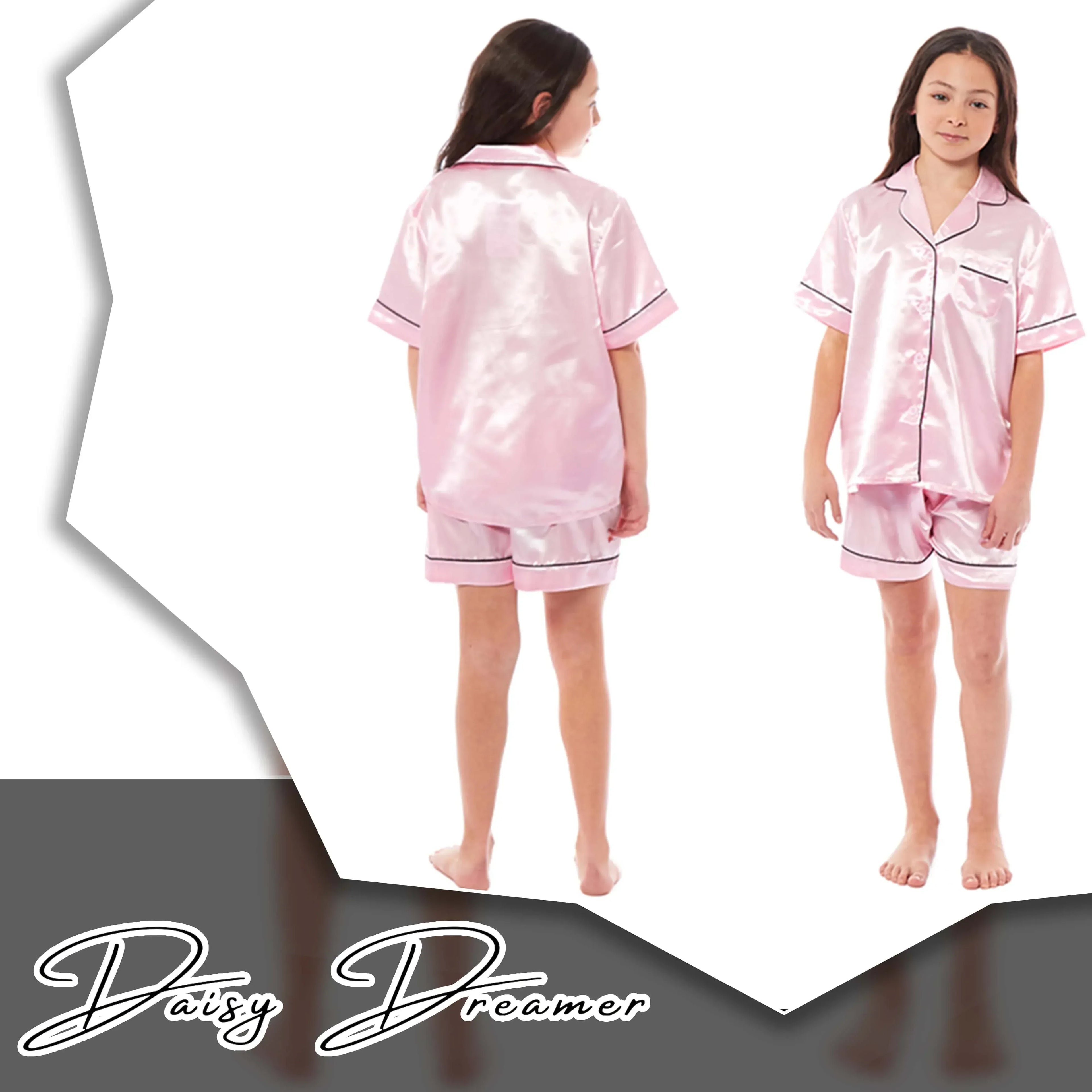 girls-satin-silk-short-pyjama-set-button-down-shirt-and-loose-fitting-pants-loungewear-nightwear-for-ages-5-14-black-pink-grey-by-daisy-dreamer-pyjamas-1052974109 - Bobobiy
