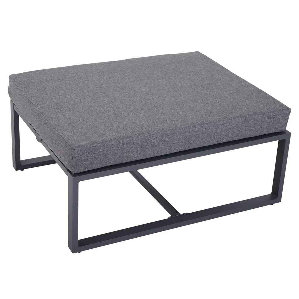 6 PCs Outdoor Indoor Sectional Sofa Set Thick Padded Cushions Aluminium Frame 5 Seaters 1 Coffee Table Footrest Grey - Bobobiy