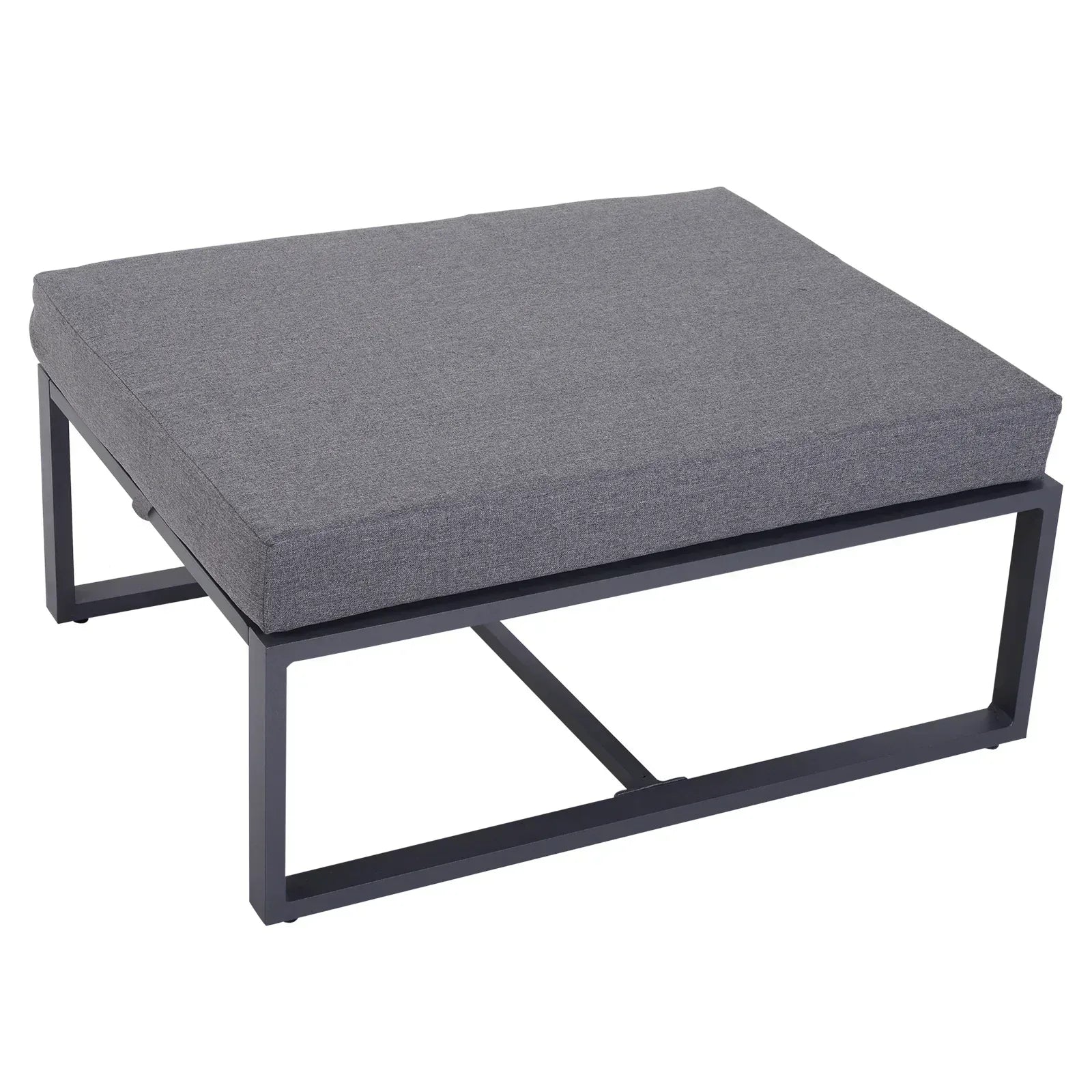 6 PCs Outdoor Indoor Sectional Sofa Set Thick Padded Cushions Aluminium Frame 5 Seaters 1 Coffee Table Footrest Grey - Bobobiy