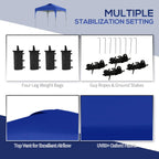 Gazebo stability accessories: four black weight bags, guy ropes, and ground stakes