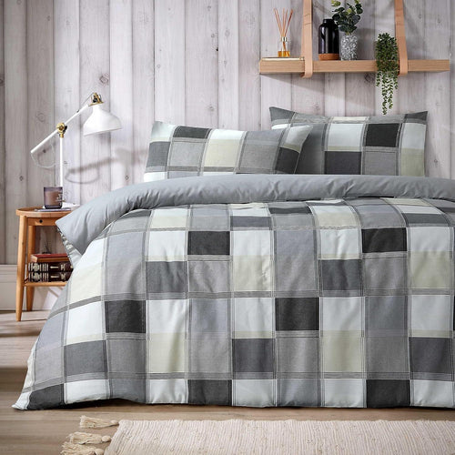 glencoe-reversible-check-duvet-cover-set-with-pillowcases-classic-polycotton-bedding-available-in-single-double-king-sizes-by-olivia-rocco-grey-single-duvet-cover-945870082 - Bobobiy