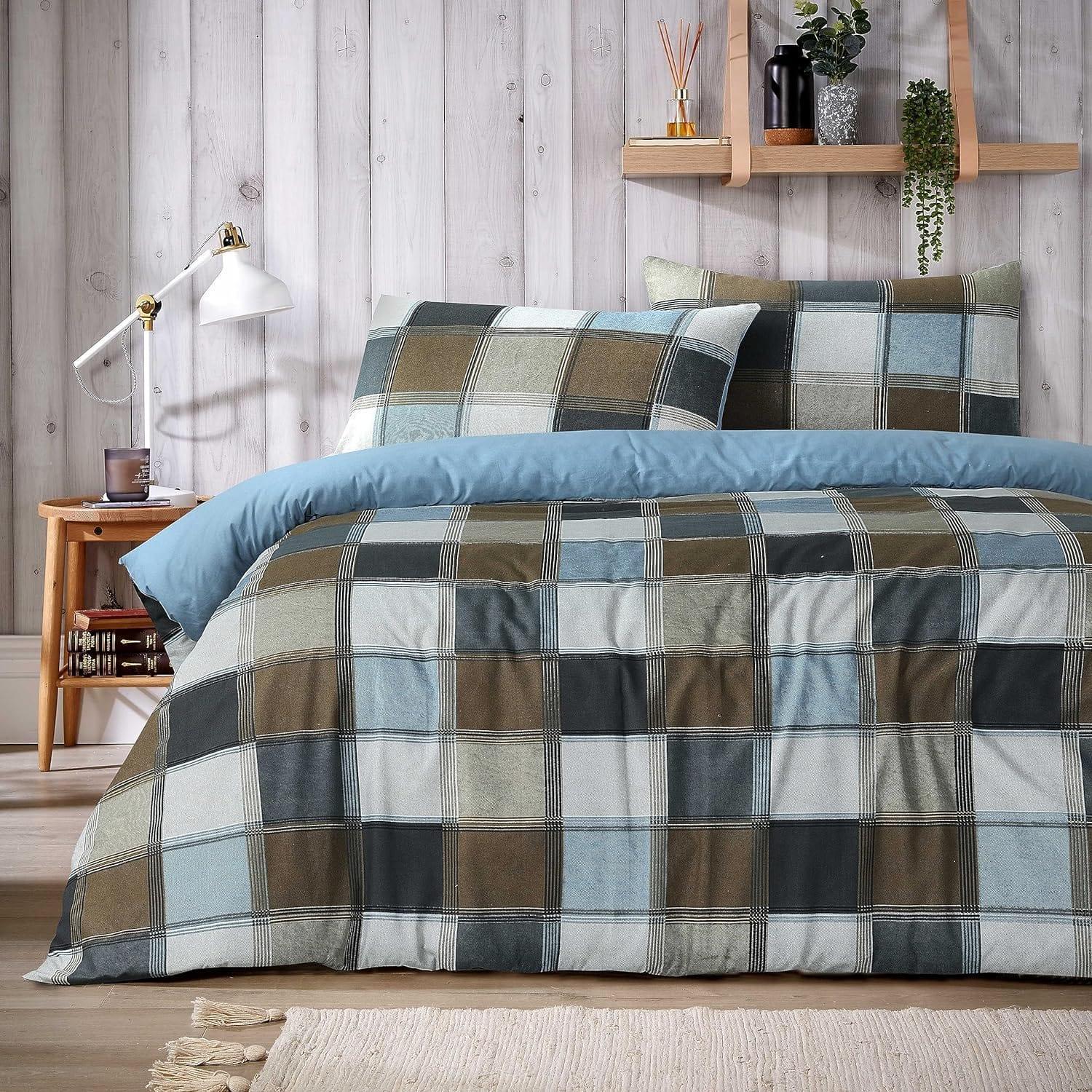 glencoe-reversible-check-duvet-cover-set-with-pillowcases-classic-polycotton-bedding-available-in-single-double-king-sizes-by-olivia-rocco-natural-single-duvet-cover-945870580 - Bobobiy