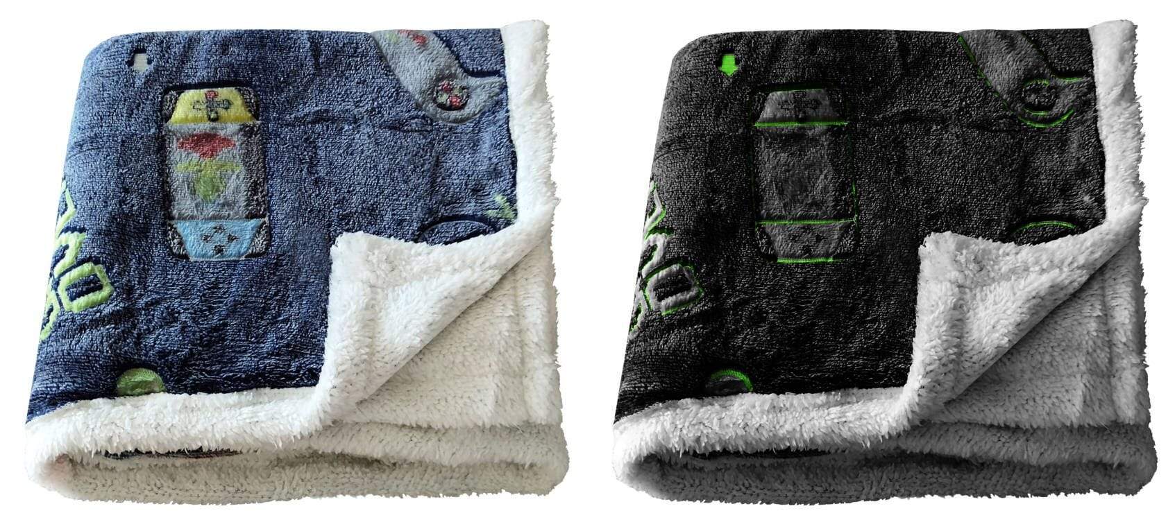 Glow In The Dark Teddy Fleece Duvet Set for Kids Warm Cosy Bedding Perfect for Winter