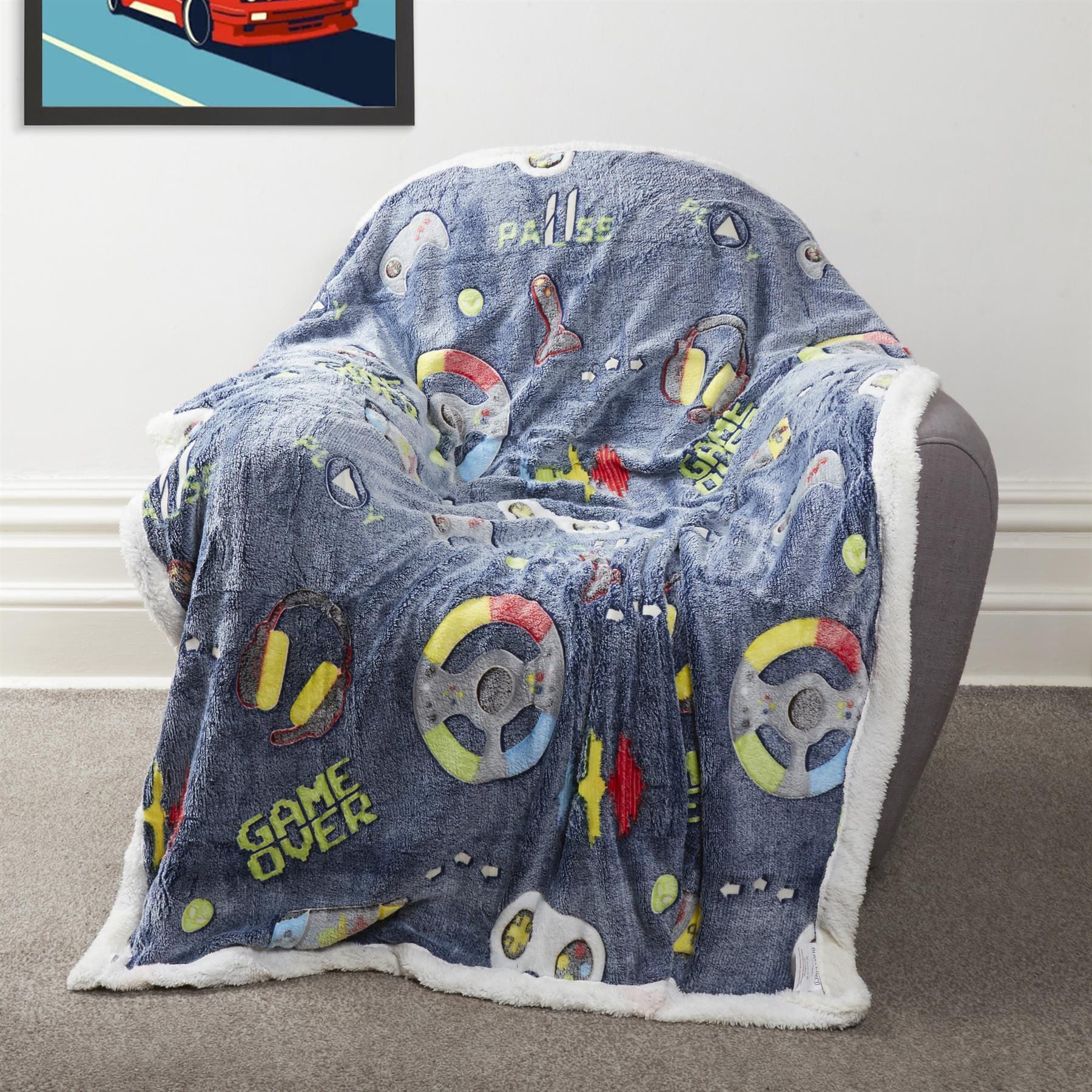 Glow In The Dark Teddy Fleece Duvet Set for Kids Warm Cosy Bedding Perfect for Winter