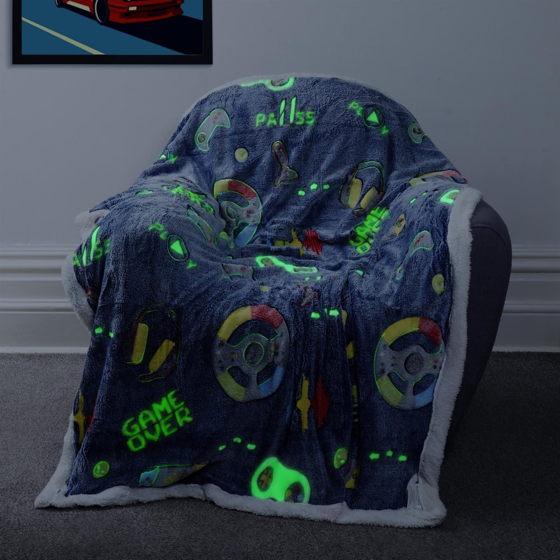 Glow In The Dark Teddy Fleece Duvet Set for Kids Warm Cosy Bedding Perfect for Winter