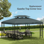 Grey gazebo roof top cover only on metal gazebo frame, curved canopy