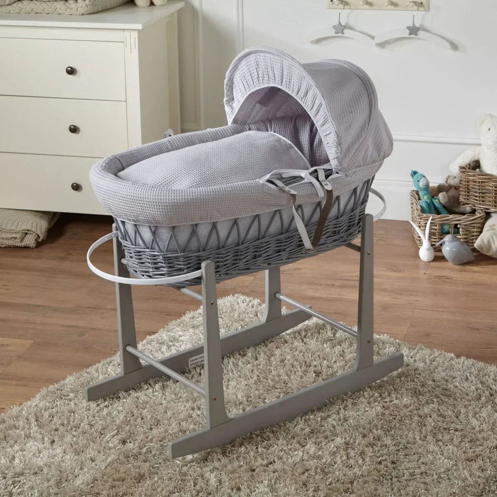grey-waffle-grey-wicker-baby-moses-basket-with-stand-487308 - Bobobiy