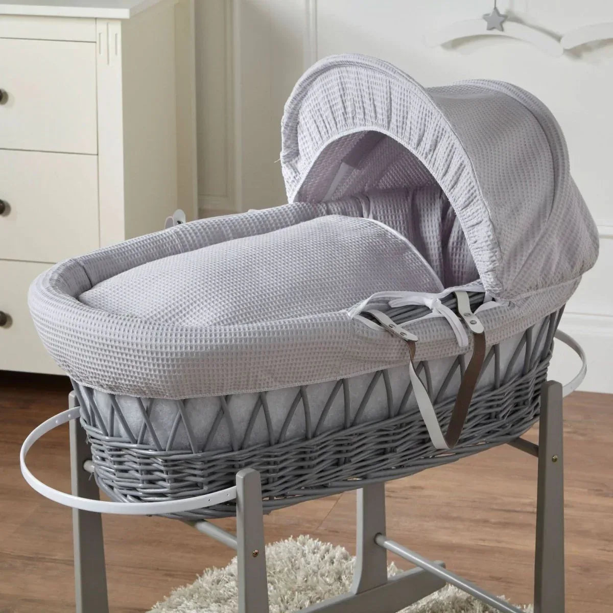 grey-waffle-grey-wicker-baby-moses-basket-with-stand-489256 - Bobobiy