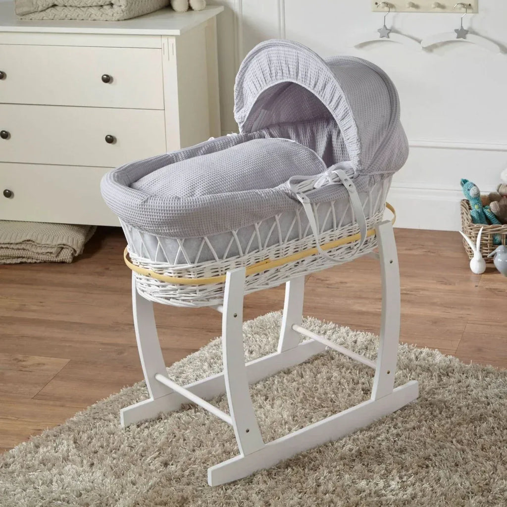 grey-waffle-white-wicker-baby-moses-basket-with-stand-940844 - Bobobiy