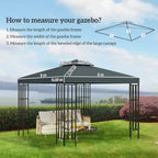 Charcoal grey gazebo roof replacement canopy with fitted edge panels and size markings