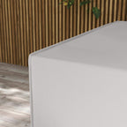 Grey rectangular patio furniture cover with smooth fabric side panel