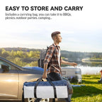 Blue and white carry bag for gazebo tent with handles
