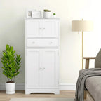 White freestanding kitchen cabinet with two doors and two drawers