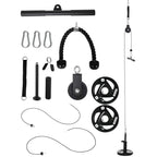 Cable pulley system accessories set with mounting bar, ropes, pulley wheel, plates and straps