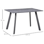 Charcoal grey rectangular table with tapered metal legs, 120 x 80 cm top