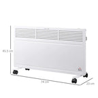 White convector radiator on caster wheels with front grille and side profile