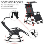 Black rocking sun lounger chair with removable side tray and padded headrest