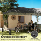 Dark grey canopy tent with mesh window side panels and open front