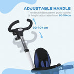 Adjustable dark blue parent push handle for 3-wheel baby tricycle