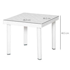 White square plastic side table, 46.5 cm x 46.5 cm, height 40.5 cm
