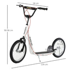 White kids kick scooter with black frame, front and rear wheels and rear fender