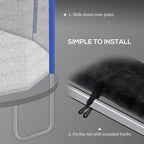 Grey trampoline safety net edge with zipper and included fixing hooks, blue pole cover