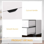 White cabinet drawer with cut-out handle and smooth running rail detail