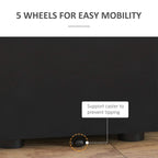 Black rolling filing cabinet on five wheels with anti-tipping support caster