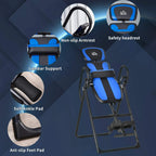 Foldable gravity inversion table with lumbar support, soft ankle pads, and anti-slip feet
