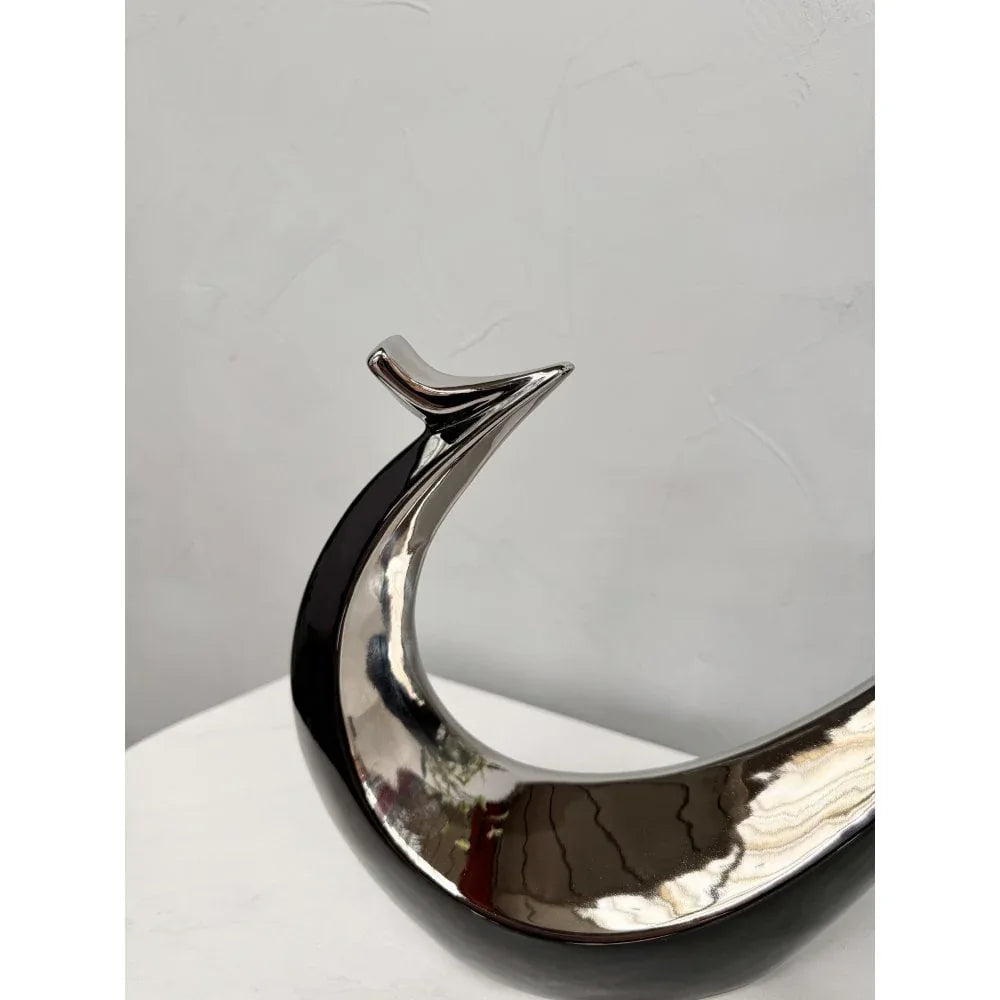hand-casted-ceramic-abstract-bird-sculpture-black-silver-glossy-finish-p1426-54126_image - Bobobiy