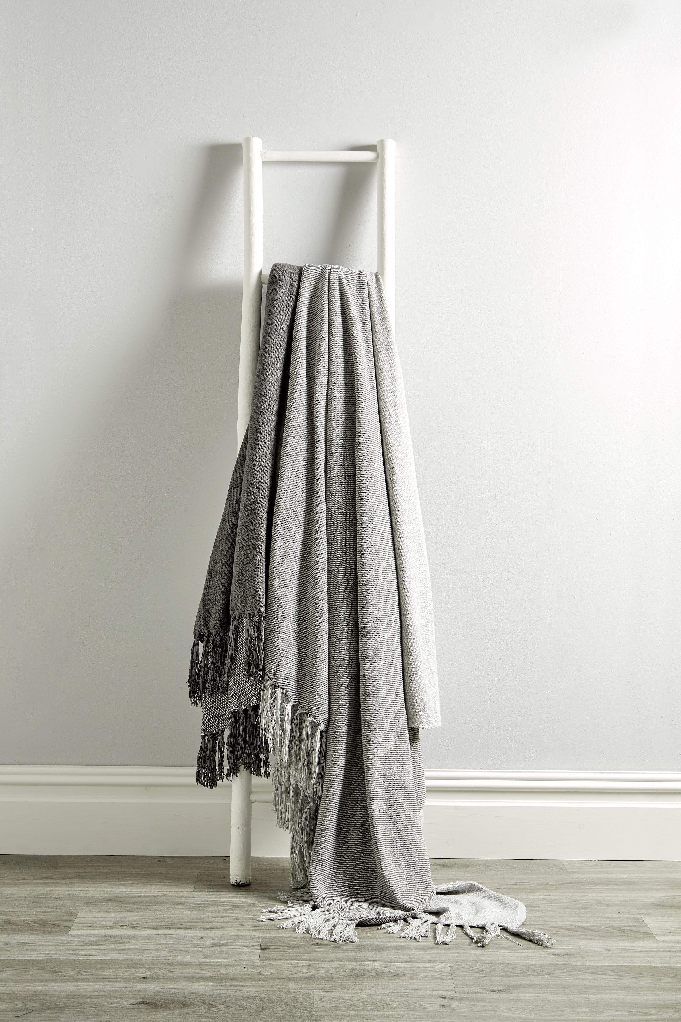 Handwoven Large Check Pure Indian Cotton Throw Blanket with Tassels Eco-Friendly Home Decor in Multiple Sizes