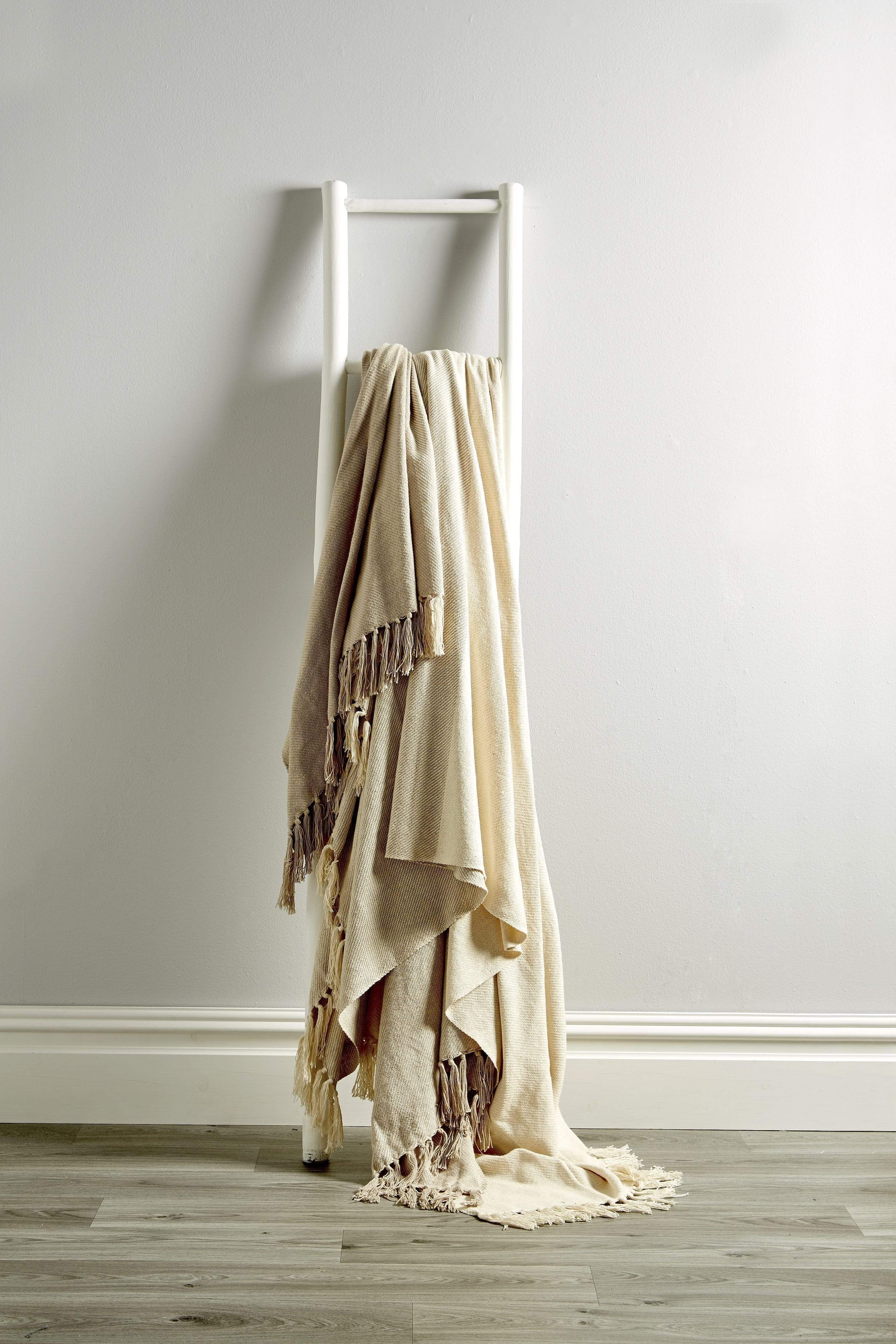 Handwoven Large Check Pure Indian Cotton Throw Blanket with Tassels Eco-Friendly Home Decor in Multiple Sizes