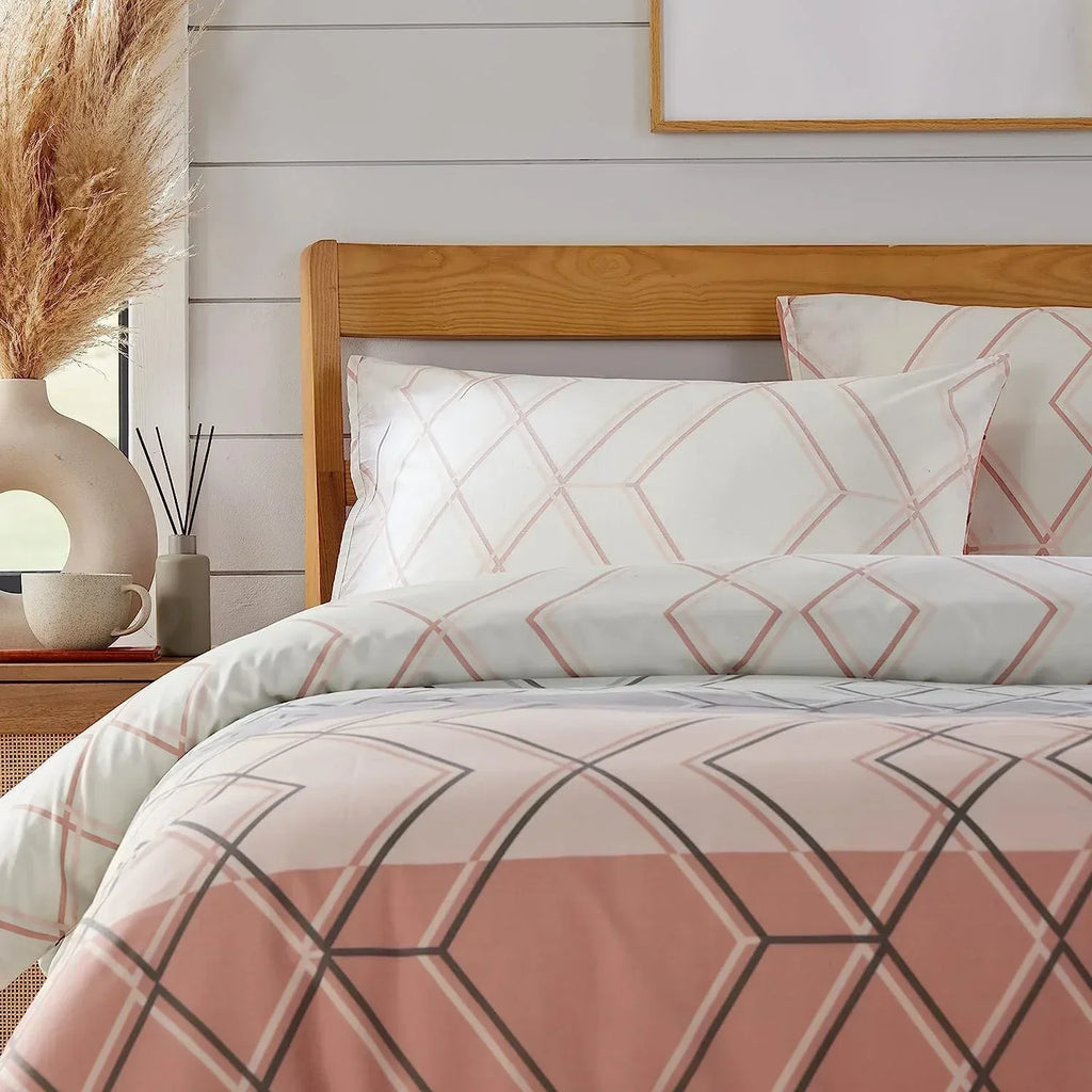 havanna-geo-reversible-luxury-cotton-blend-duvet-cover-set-with-pillowcases-in-pink-and-teal-single-double-king-by-olivia-rocco-duvet-cover-918373550 - Bobobiy