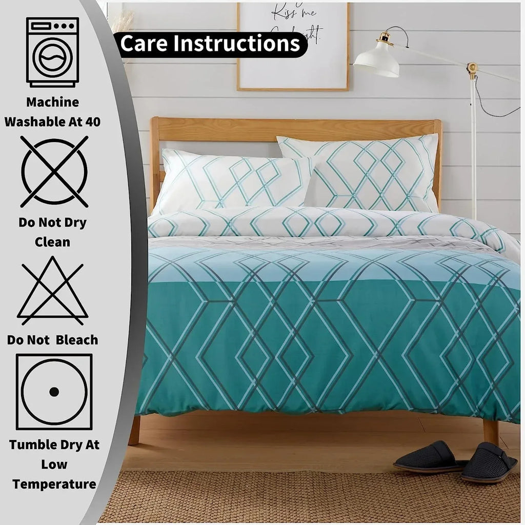 havanna-geo-reversible-luxury-cotton-blend-duvet-cover-set-with-pillowcases-in-pink-and-teal-single-double-king-by-olivia-rocco-duvet-cover-918373554 - Bobobiy